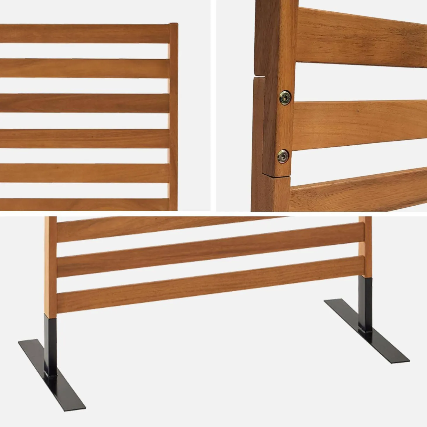 Biombo dobrável de madeira para exterior, 80 cm, interior/exterior