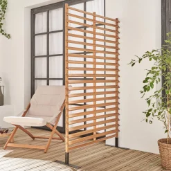 Biombo dobrável de madeira para exterior, 100cm, interior/exterior
