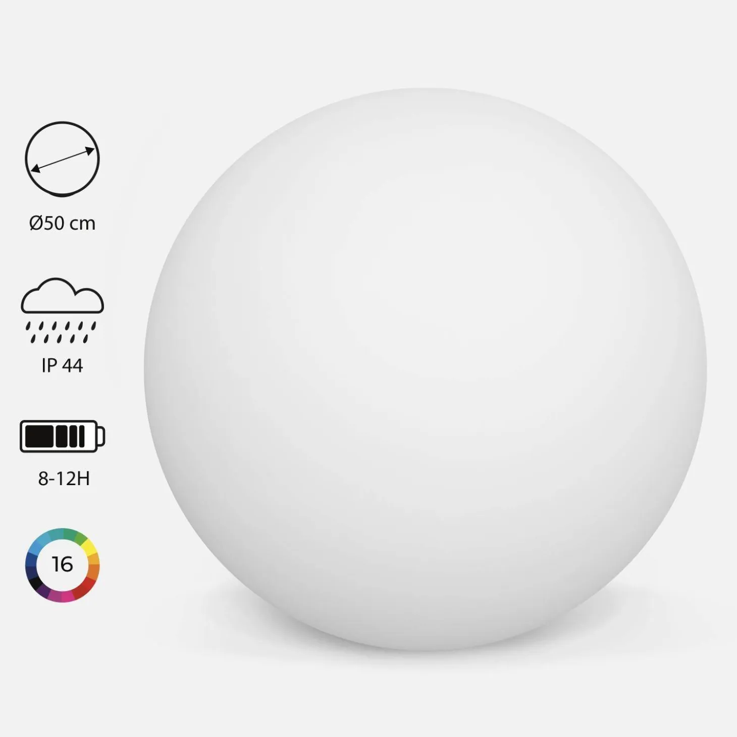 Bola luminosa LED sem fios para interior/exterior, 16 cores