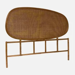 Cabeceira de cama em rattan escuro
