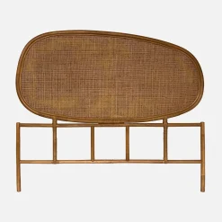 Cabeceira de cama em rattan escuro