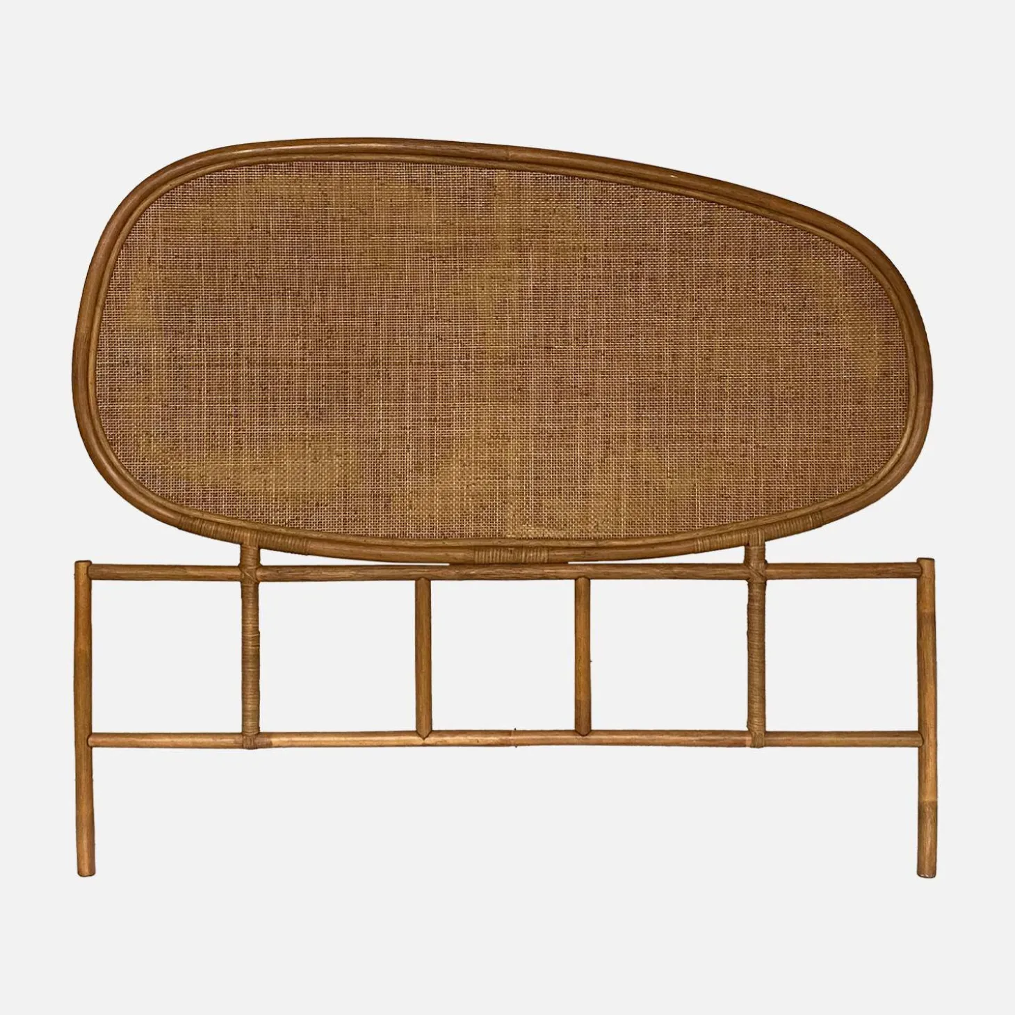 Cabeceira de cama em rattan escuro