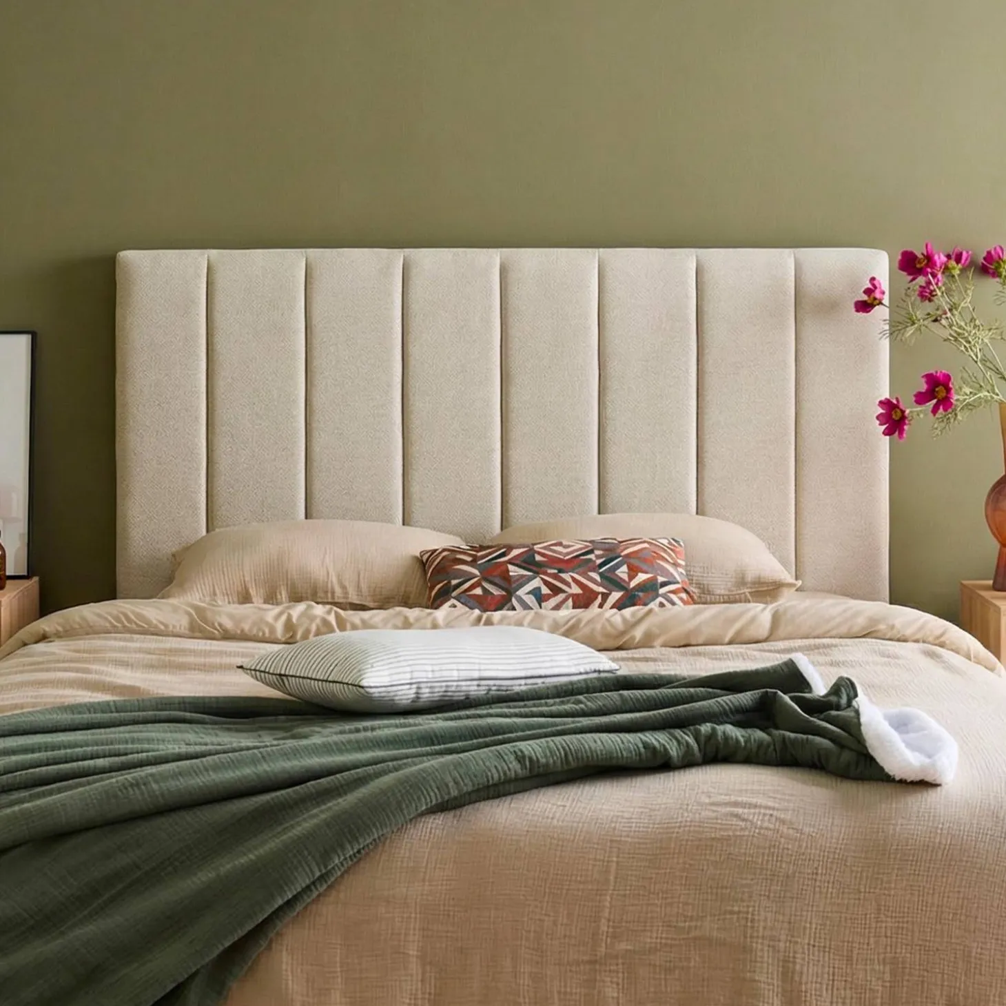 Cabeceira para cama de casal revestimento em tecido, 140cm