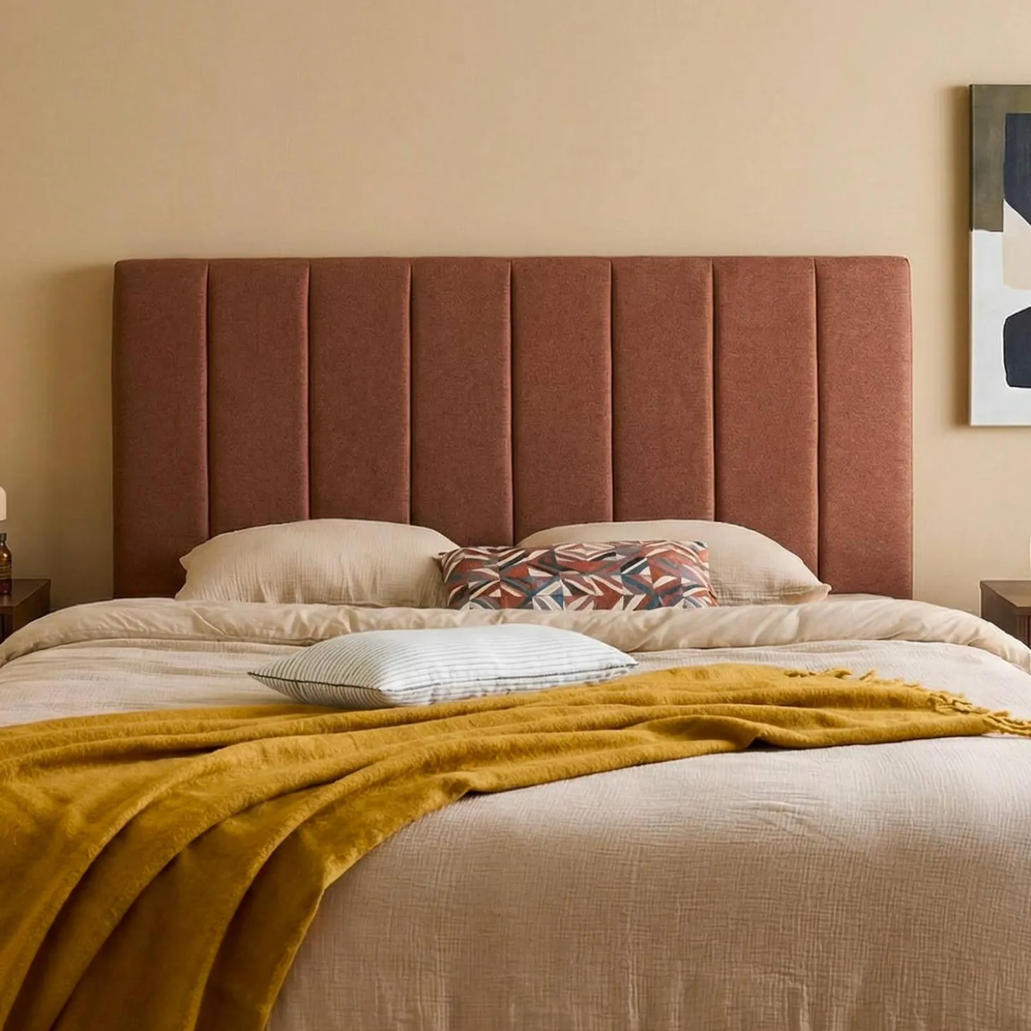 Cabeceira para cama de casal revestimento em tecido, 140cm