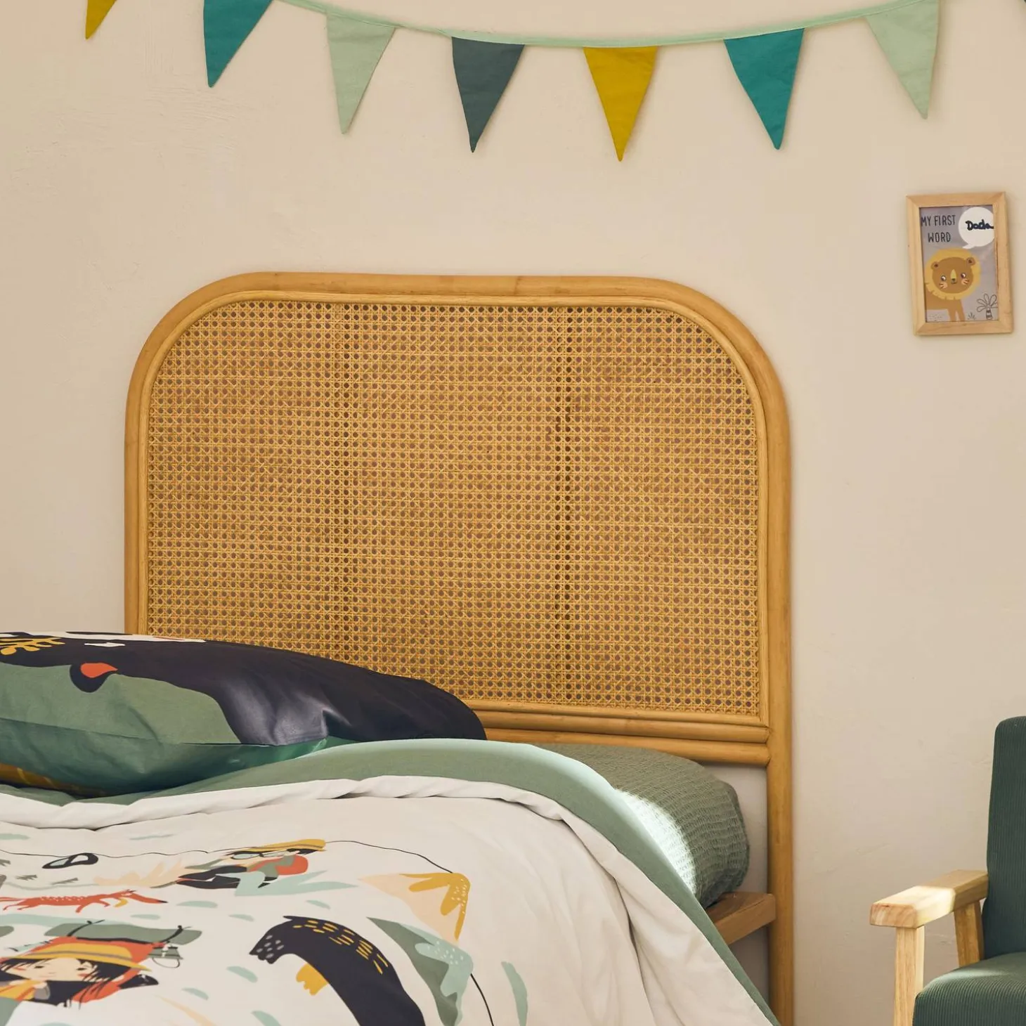 Cabeceira para cama de vime natural e cana