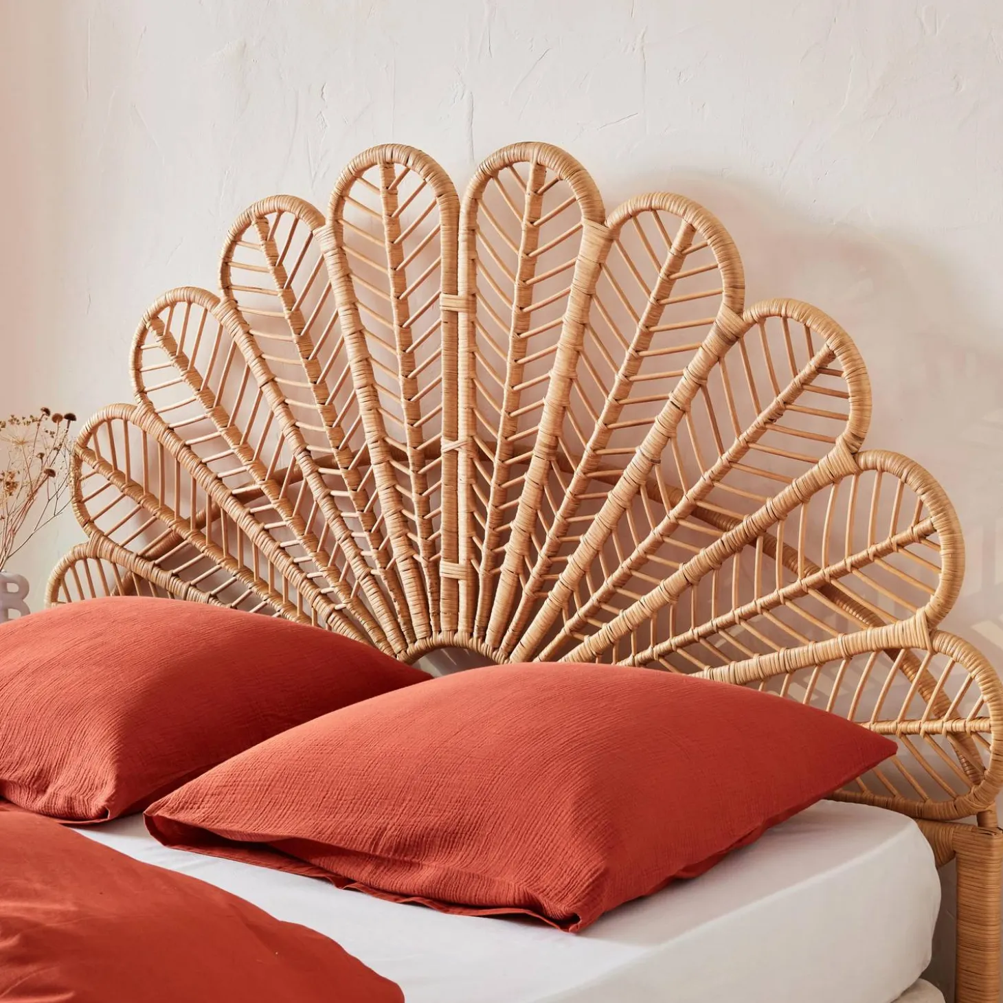 Cabeceira para cama de vime natural