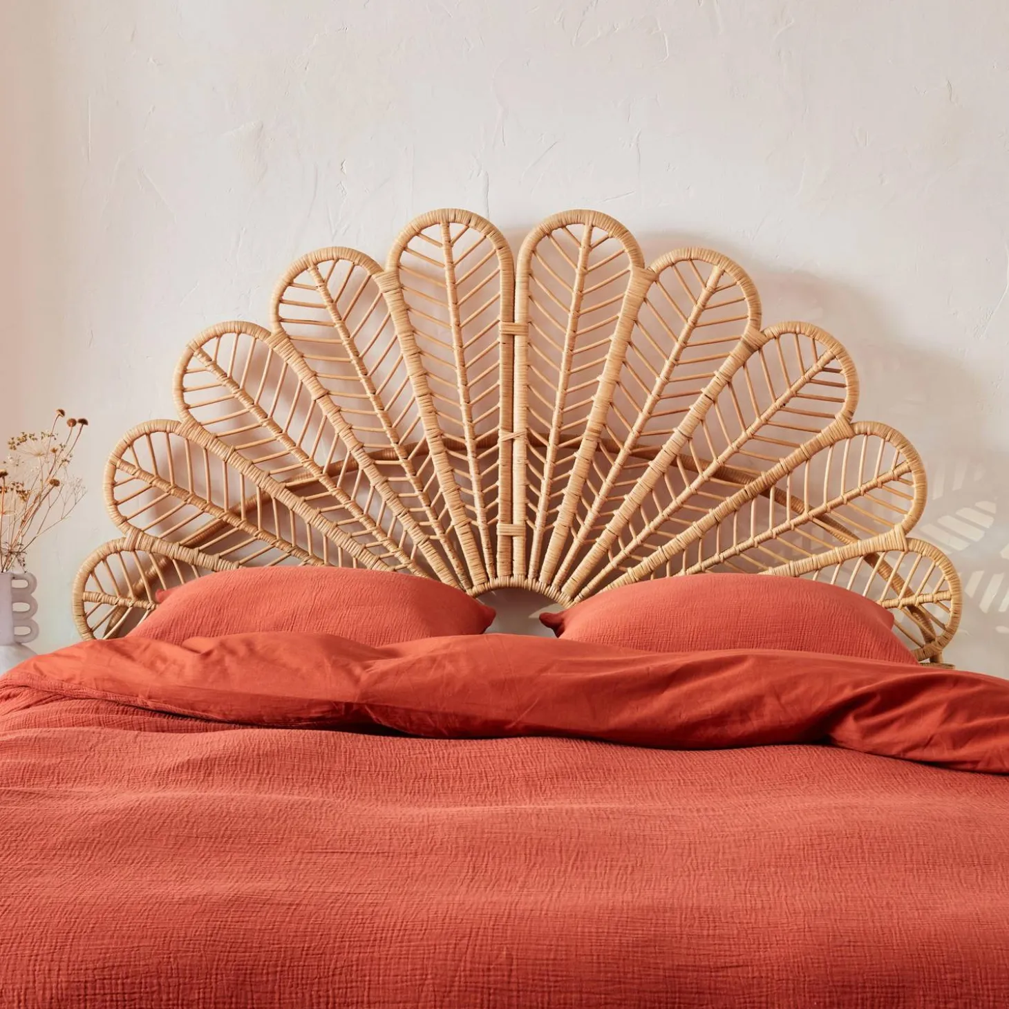 Cabeceira para cama de vime natural