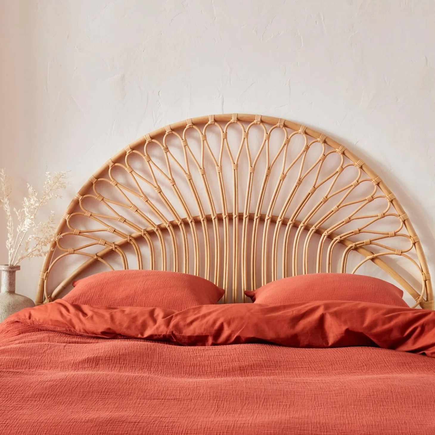 Cabeceira para cama de vime natural