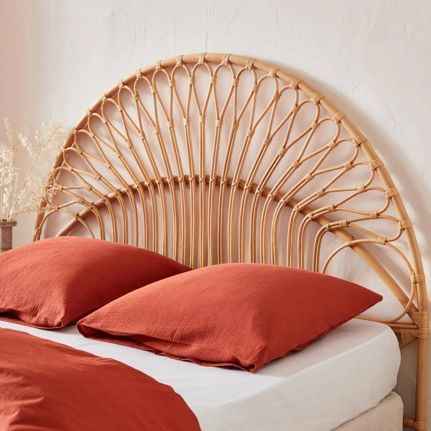 Cabeceira para cama de vime natural