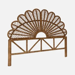 Cabeceira para cama em rotim escuro