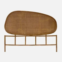 Cabeceira para cama em rotim escuro