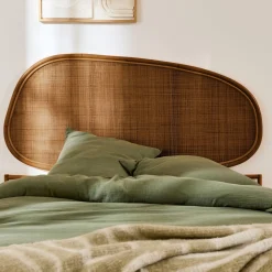 Cabeceira para cama em rotim escuro