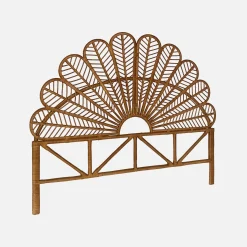 Cabeceira para cama em rotim escuro