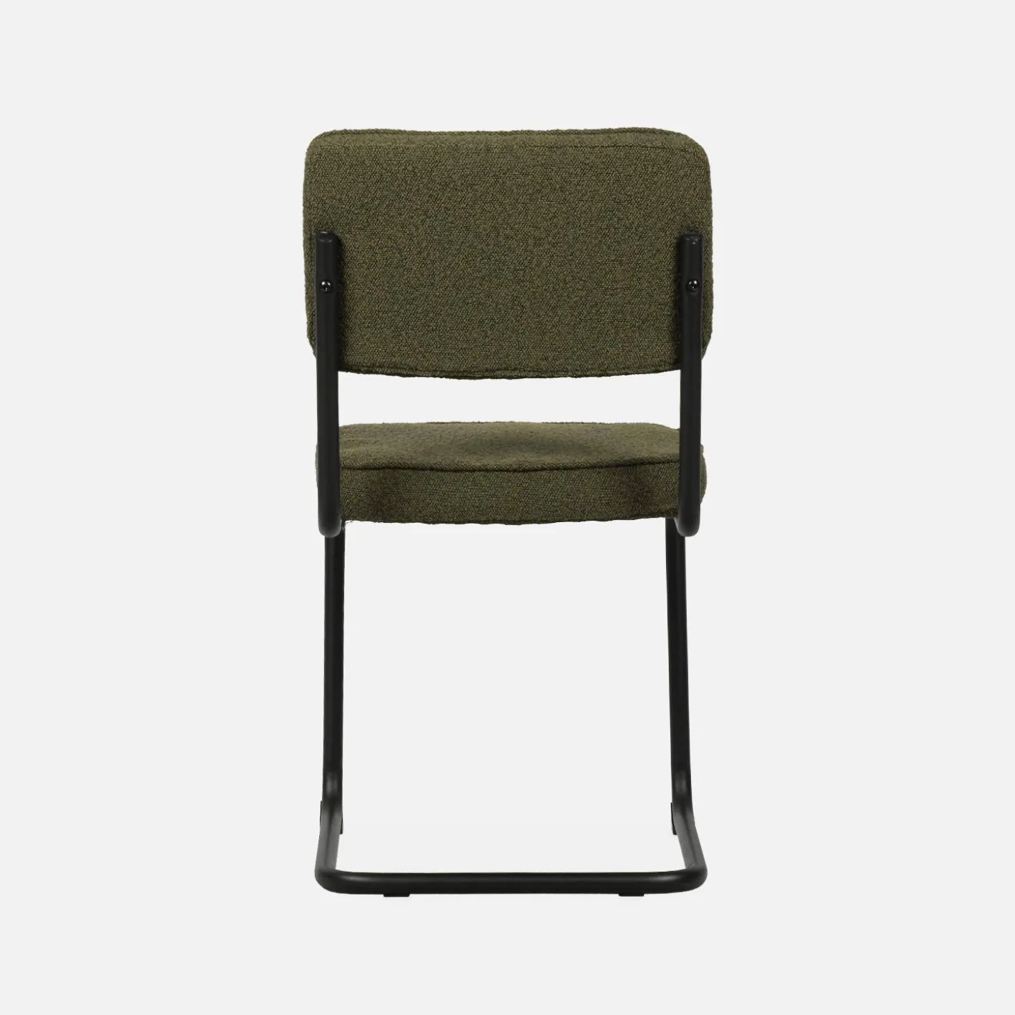 Cadeira cantilever em tecido bouclé com estrutura em aço, set de 2