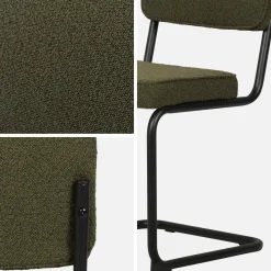 Cadeira cantilever em tecido bouclé com estrutura em aço, set de 2