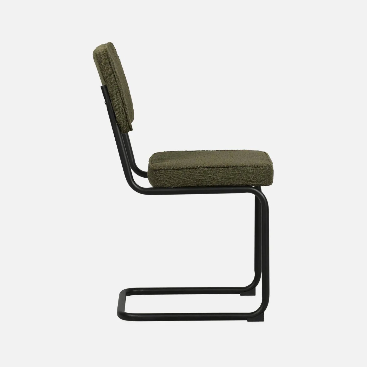 Cadeira cantilever em tecido bouclé com estrutura em aço, set de 2