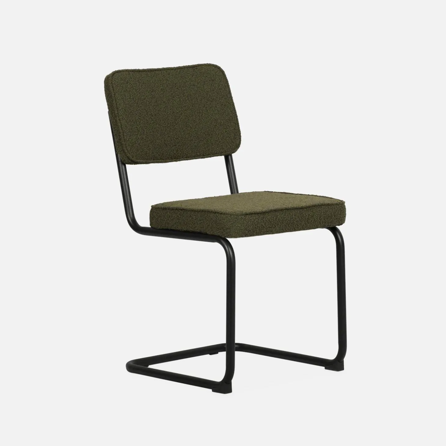 Cadeira cantilever em tecido bouclé com estrutura em aço, set de 2