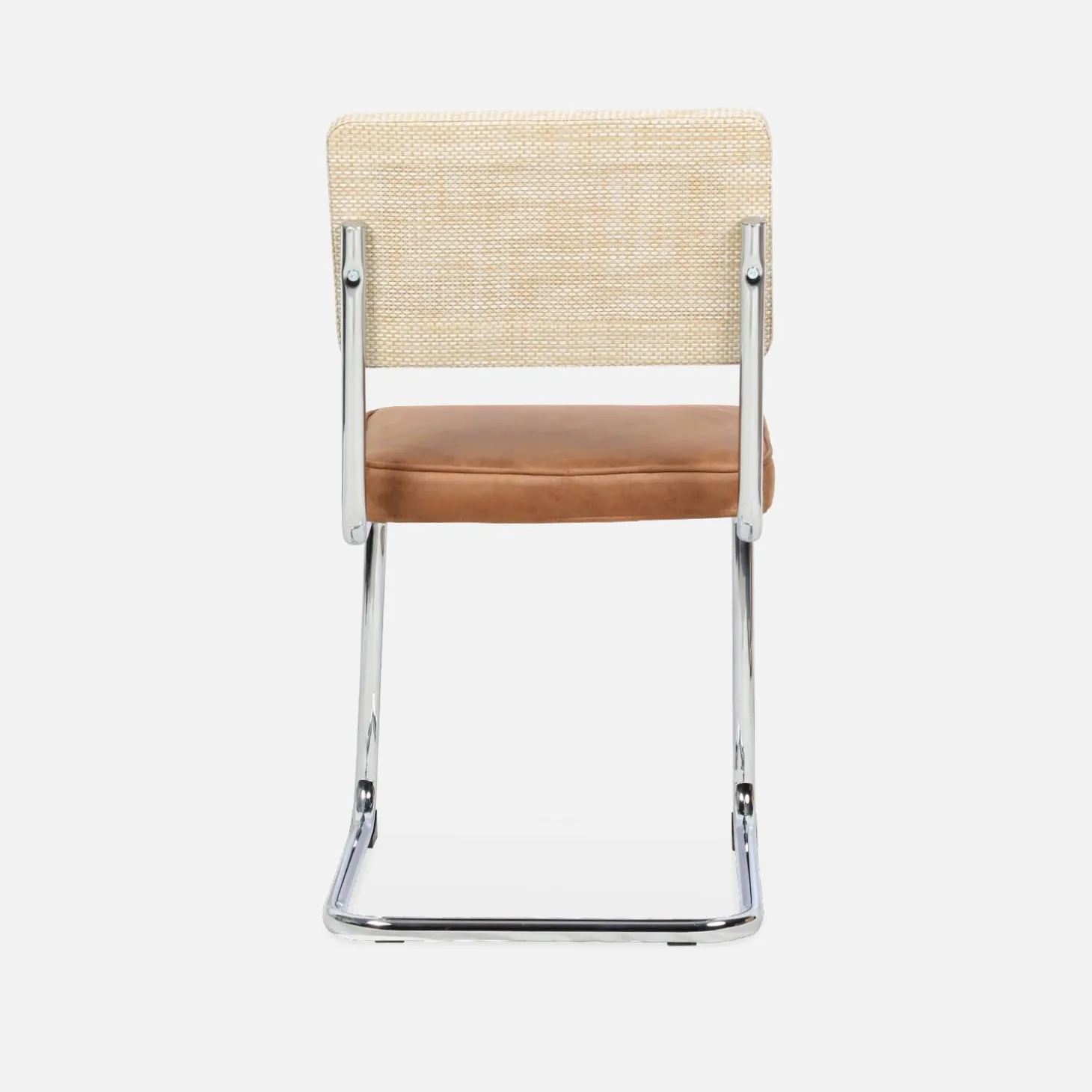 Cadeira cantilever em tecido e efeito rattan, set de 2