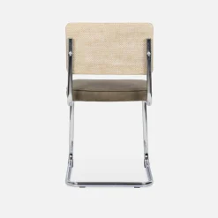 Cadeira cantilever em tecido e efeito rattan, set de 2