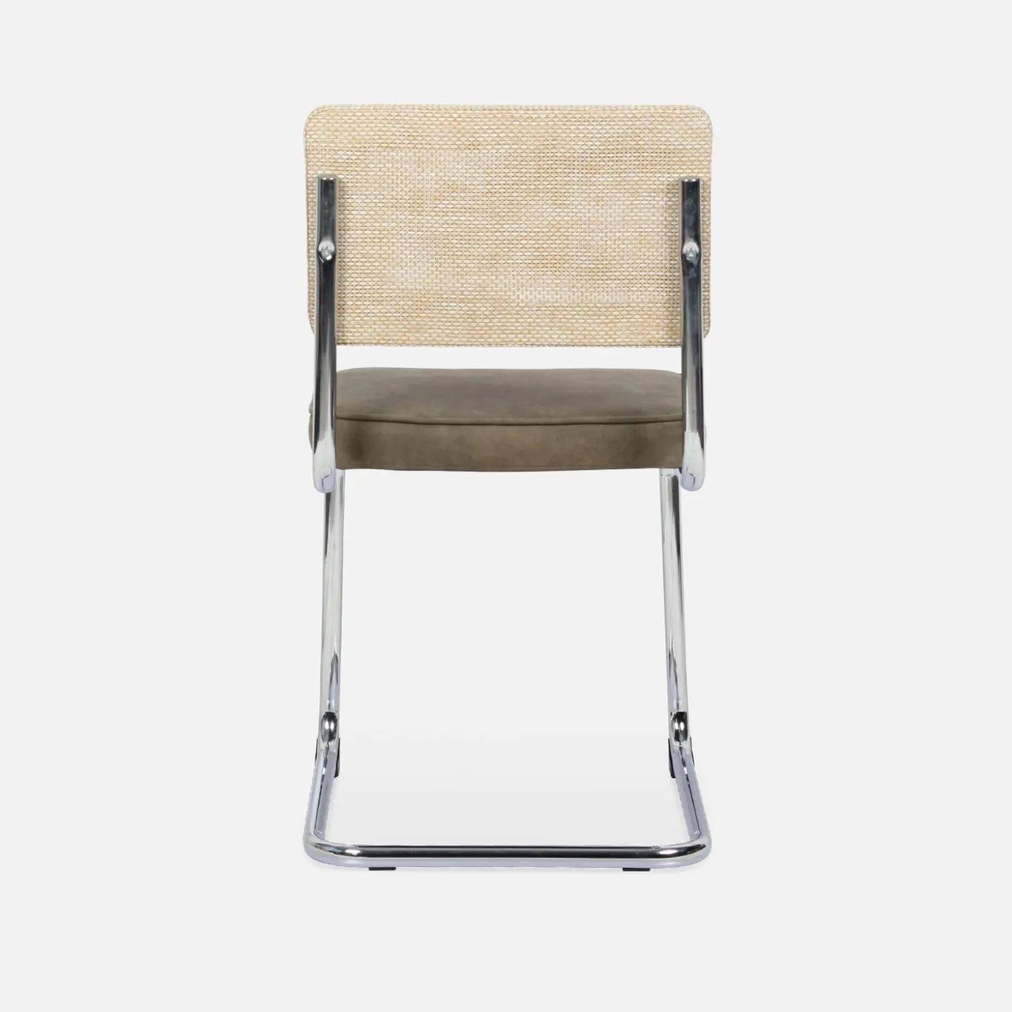 Cadeira cantilever em tecido e efeito rattan, set de 2