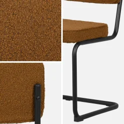 Cadeira cantilever em tecido bouclé com estrutura em aço, set de 2