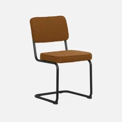 Cadeira cantilever em tecido bouclé com estrutura em aço, set de 2