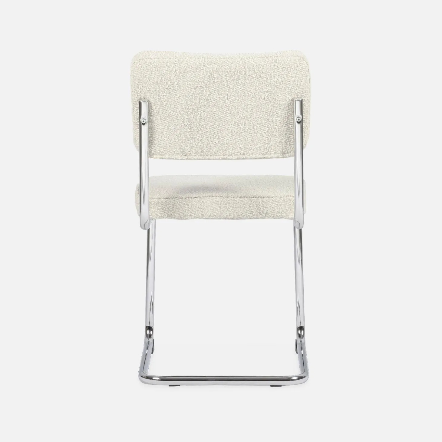 Cadeira cantilever em tecido bouclé com estrutura em aço, set de 2