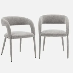 Cadeira contemporânea revestida em tecido, set de 2