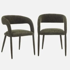 Cadeira contemporânea revestida em tecido, set de 2
