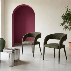 Cadeira contemporânea revestida em tecido, set de 2