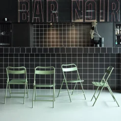 Cadeira de jardim bistrô dobrável em aço, set de 4