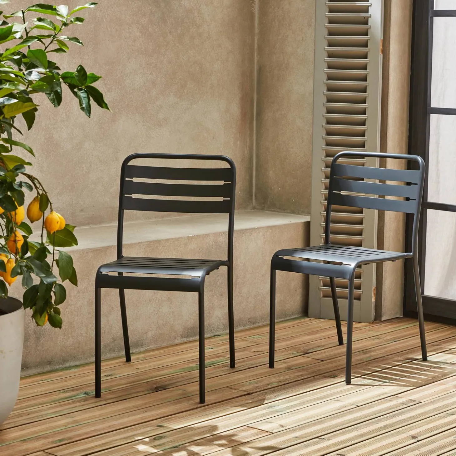 Cadeira de jardim bistrô em aço, set de 2