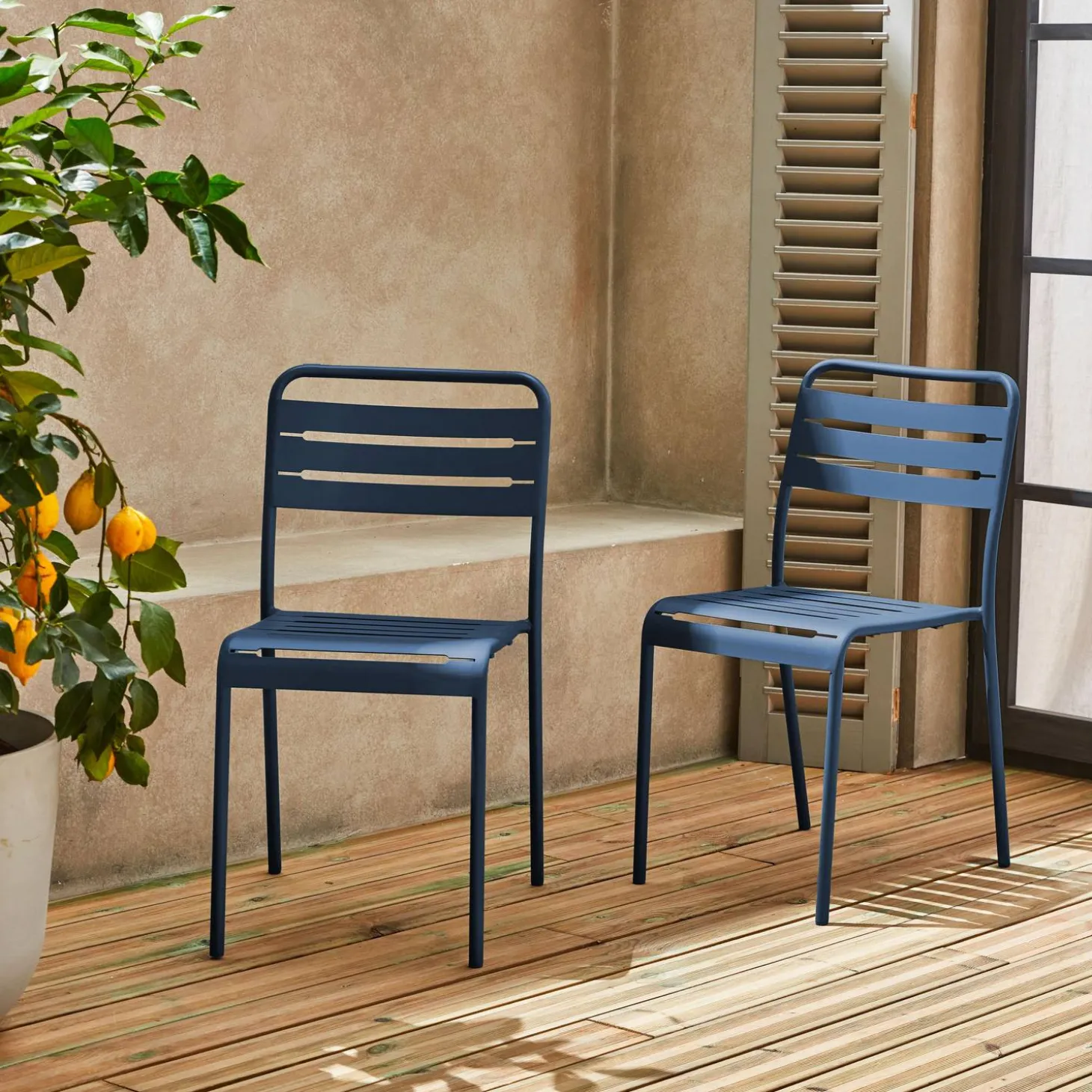 Cadeira de jardim bistrô em aço, set de 2