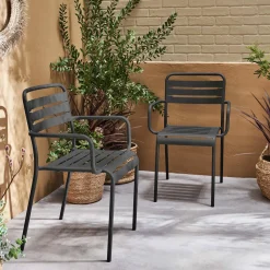 Cadeira de jardim bistrô em aço, set de 2