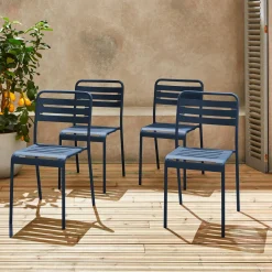Cadeira de jardim bistrô em aço, set de 4