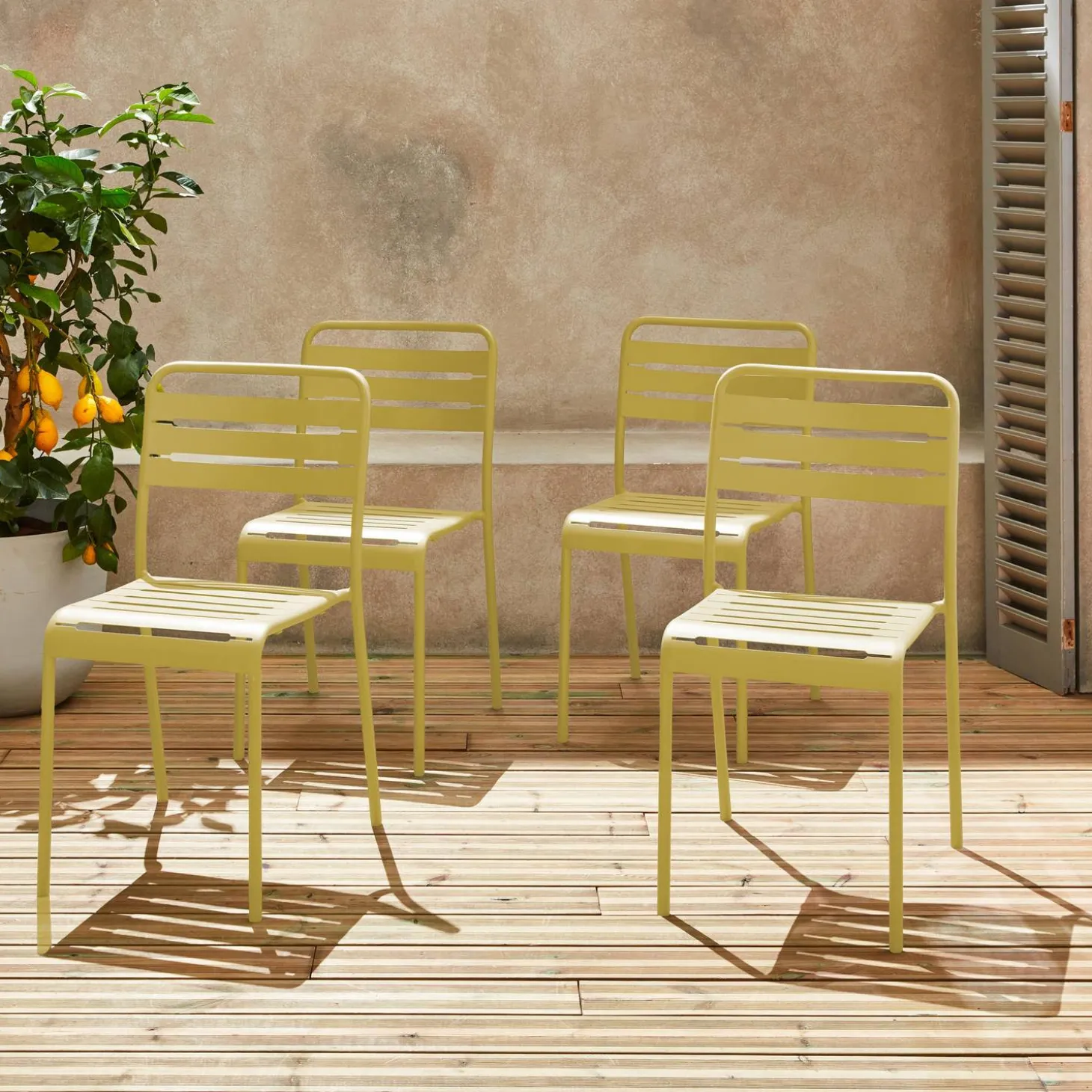 Cadeira de jardim bistrô em aço, set de 4