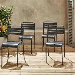 Cadeira de jardim bistrô em aço, set de 4