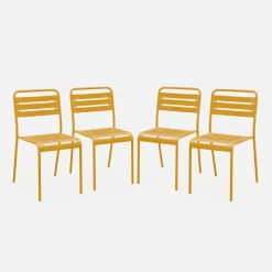 Cadeira de jardim bistrô em aço, set de 4