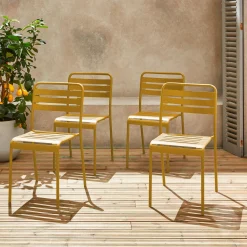 Cadeira de jardim bistrô em aço, set de 4