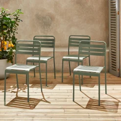 Cadeira de jardim bistrô em aço, set de 4