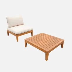 Cadeira de jardim com mesa de centro em madeira de acácia
