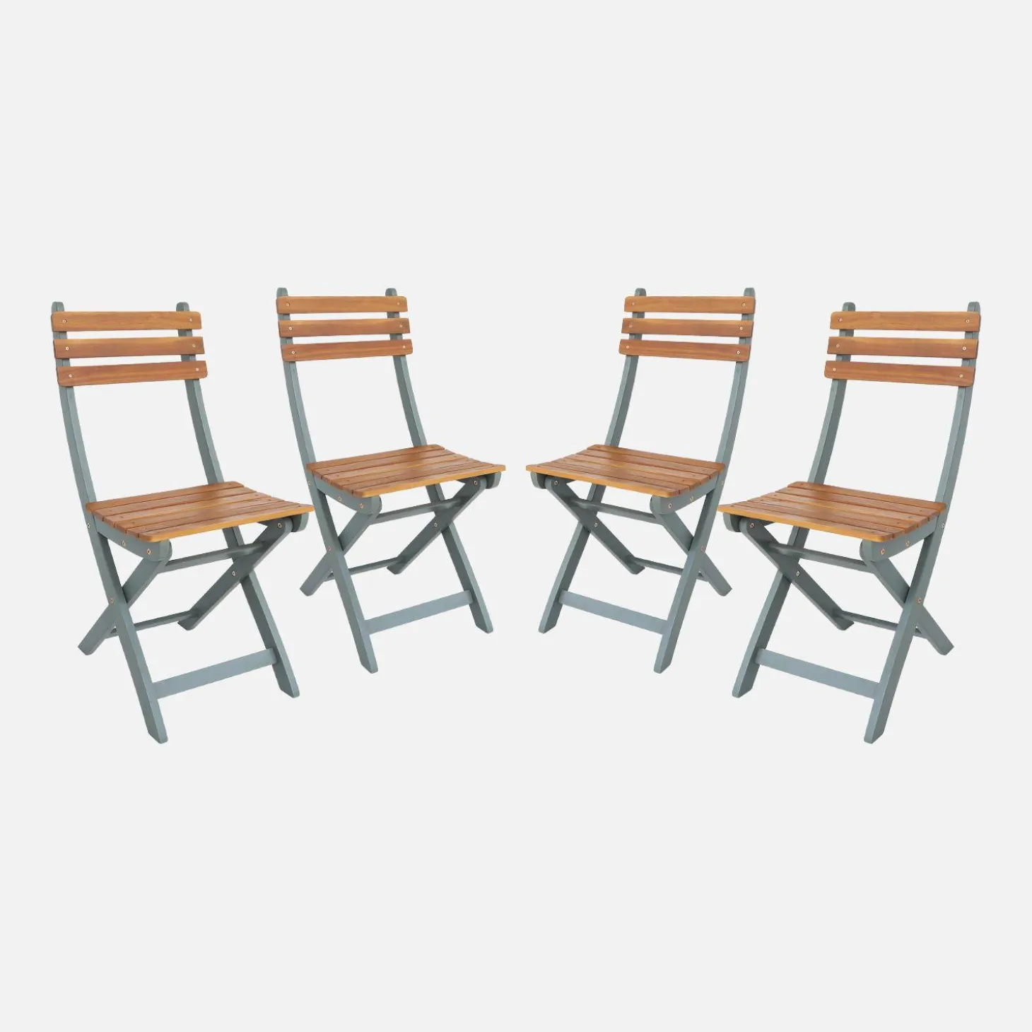Cadeira de jardim dobrável de acácia, set de 4