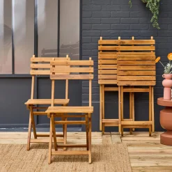 Cadeira de jardim dobrável de acácia, set de 4