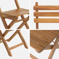 Cadeira de jardim dobrável de acácia, set de 4