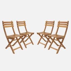 Cadeira de jardim dobrável de acácia, set de 4