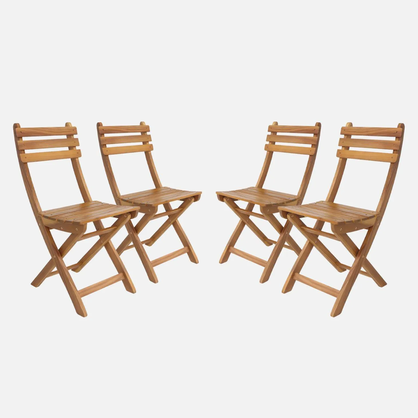 Cadeira de jardim dobrável de acácia, set de 4