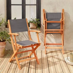 Cadeira de jardim dobrável em madeira, set de 2
