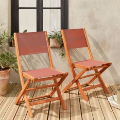 Cadeira de jardim dobrável em madeira, set de 2