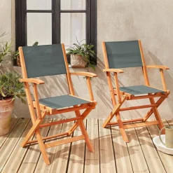 Cadeira de jardim dobrável em madeira, set de 2