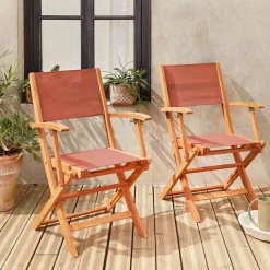 Cadeira de jardim dobrável em madeira, set de 2